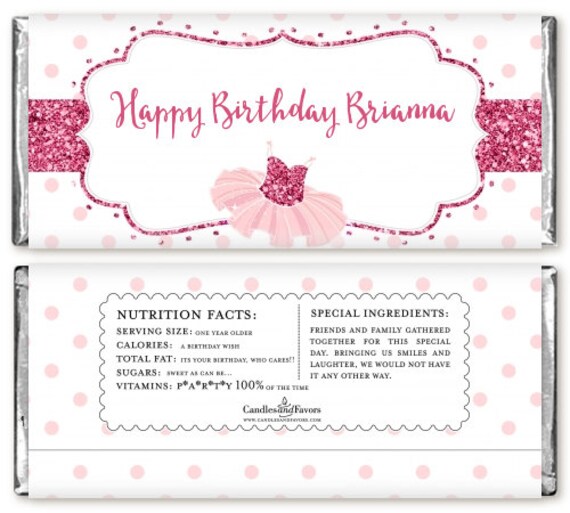 12 Ballerina Birthday Party Candy Bar Wrappers - Personalized Custom Sweet Treat Birthday Party Favors Il_570xn