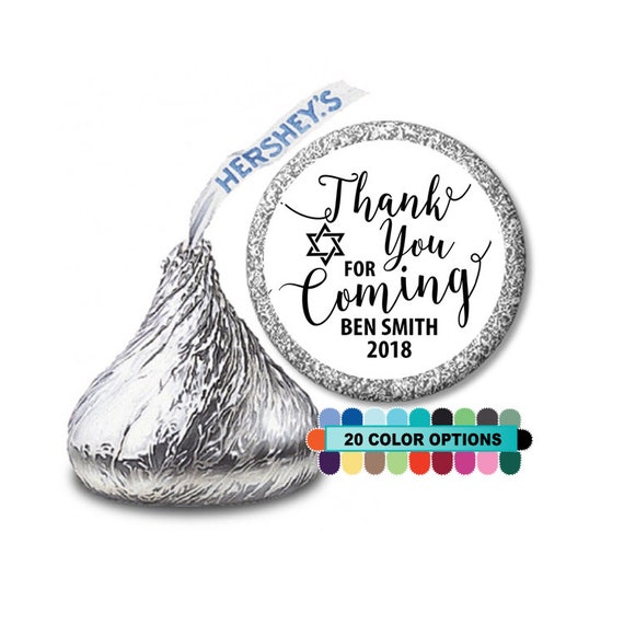 Thank You For Coming - Personalized Round Bar Mitzvah Sticker Labels - Mitzvah Hershey Kiss Stickers - Bat Mitzvah Sticker Label - 108 label Il_570xn