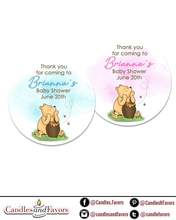 Winnie the Pooh Stickers Thank You for Coming Labels Baby Etsy