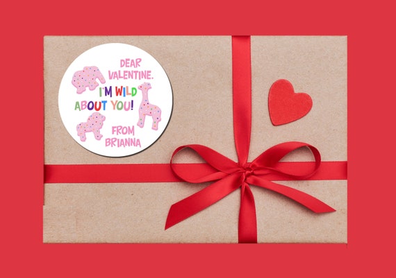 Animal Crackers - Valentine, I'm WILD About You! - Personalized Valentine Sticker Labels - Available in 10 Different Sizes Il_570xn