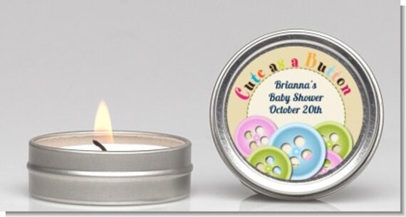 Cute As A Button Baby Shower Candle Tin Favor Set Of 12 Party