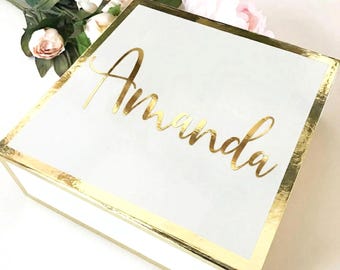 Maid of Honor Will You be Proposal Box, Gold Script Name Gift Package, Flower Girl Idea
