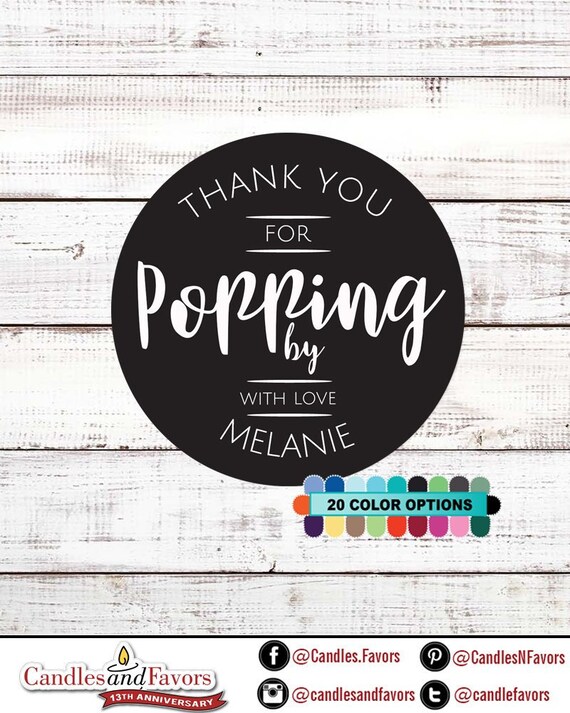 Thanks For Popping By Personalized Round Bridal Shower Party Sticker Labels - Popping By Baby Shower Labels - Available in 10 Different Size Il_570xn