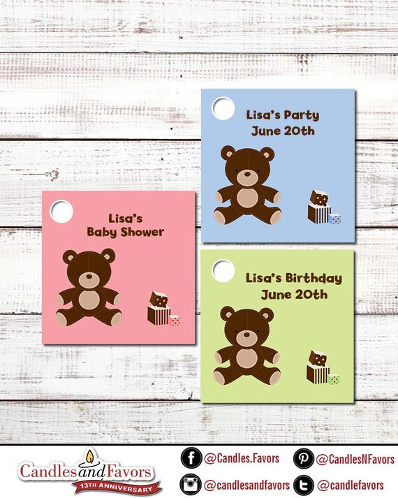 Teddy Bear - Baby Shower Custom Favor Tags – Set of 20 - Pink Teddy Bear Tag - Blue Teddy Bear Tag - Personalized Party Favor Gift Tags Il_570xn