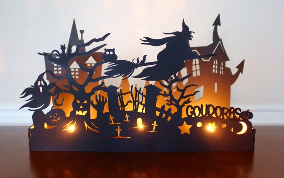 Personalized Halloween Candle Box - Halloween Centerpiece - Halloween Decor - Personalized Wood Halloween Decoration Il_570xn