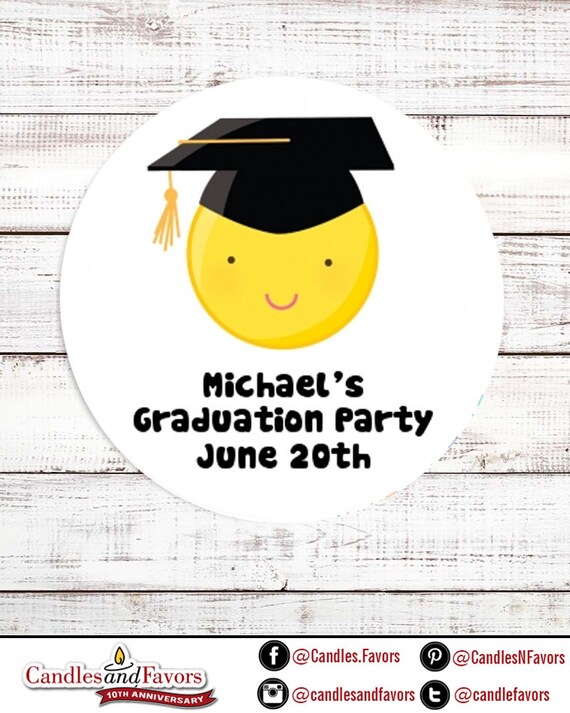 Emoji Graduate - Personalized Round Graduation Party Sticker Labels - Available in 10 Different Sizes - Emoji Child Graduation Sticker Il_570xn