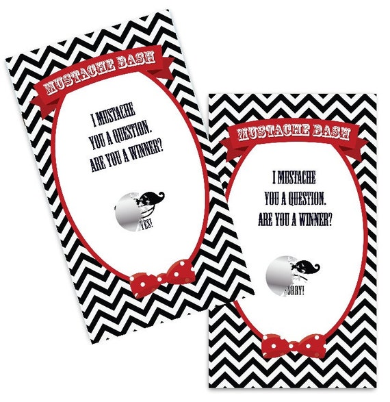 Little Man Mustache Black/Grey - Baby Shower Scratch Off Game Pack of 20 Cards Il_570xn