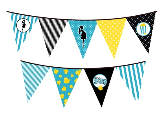 About To Pop® Teal - Baby Shower Themed Pennant Set - INSTANT DOWNLOAD Il_570xn