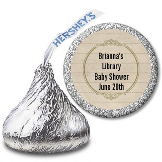Library Card - Baby Shower Personalized Hershey Kiss Stickers - Party Chocolate Favor Labels Il_570xn