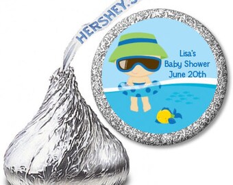 Beach Baby Boy - Baby Shower Personalized Hershey Kiss Stickers Nautical Baby Shower Hershey Kiss Stickers Baby Shower Chocolate Labels