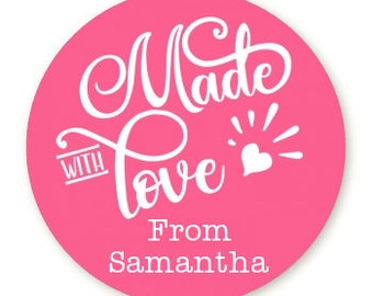 Made With Love Bridal Shower Stickers, Homemade Party Favors