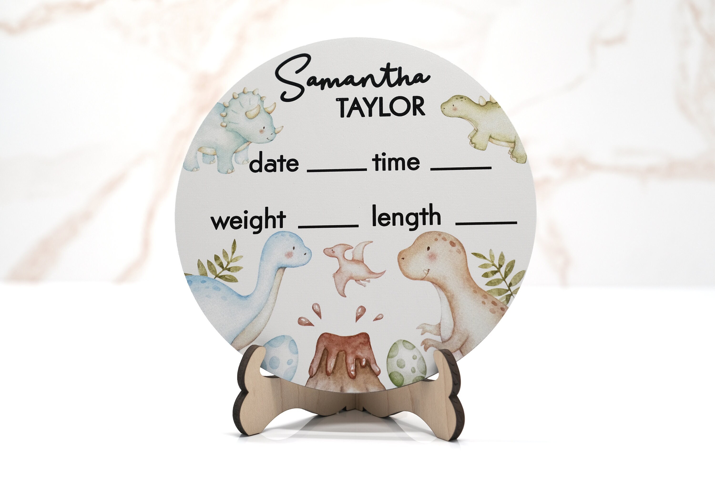 Dinosaur Watercolor Birth Announcement Sign for Hospital, Personalized ...