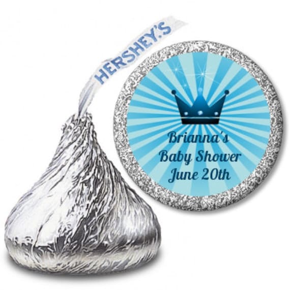 Prince/Princess Royal Crown - Baby Shower / Birthday Party Personalized Hershey Kiss Stickers - 108 stickers per sheet Il_570xn