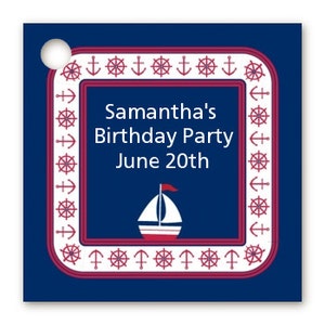 Sailboat Blue Baby Shower Tags / Birthday Party Favor Tags Set of 20 Printed, Personalized and Hole Punched DYI Supplies image 3