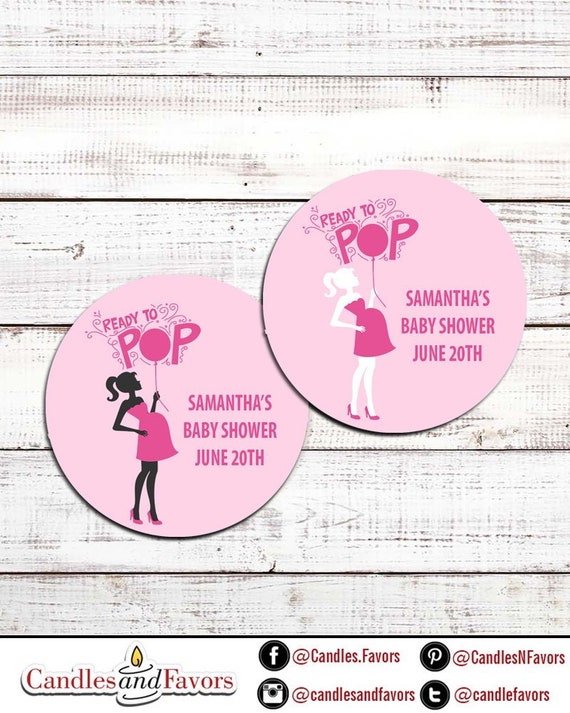 Ready To Pop® Pink Personalized Round Baby Shower Sticker Labels - Available in 10 Sizes - Ready To Pop® Round Sticker Labels Il_570xn