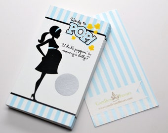 Ready To Pop® Blue - Baby Shower Scratch Off Game - Ready To Pop Blue Baby Shower Game - Pack of 20 Cards