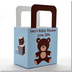 Baby Shower Favor Boxes Teddy Bear Personalized Custom Party Treat Container Gift Bags Set Of 10 image 1