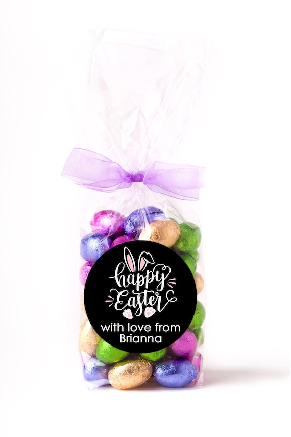 Easter Stickers - Happy Easter Bunny Feet - Personalized Easter Sticker Labels - Available in 10 Different Sizes Il_570xn