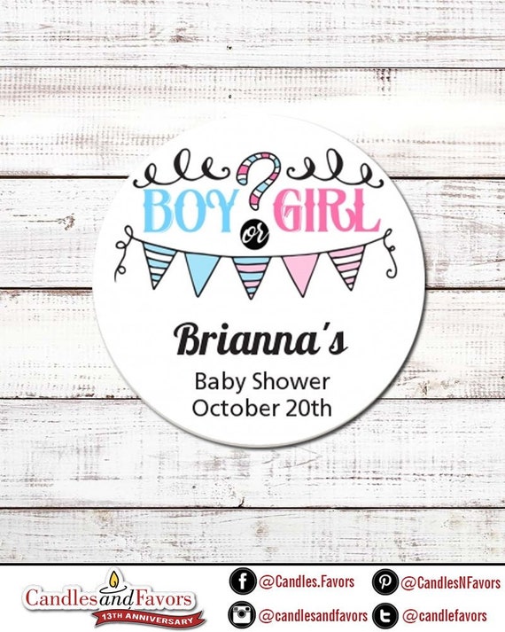 Gender Reveal Party Personalized Round Baby Shower Sticker Labels Boy or Girl  Baby Shower Stickers 