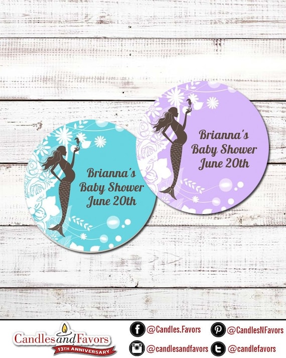 Pregnant Mermaid - Personalized Round Baby Shower Sticker Labels - Mermaid Baby Shower Stickers - Under the Sea Baby - Available in 10 Sizes Il_570xn