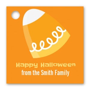 Candy Corn Personalized Square Halloween Card Stock Favor Tags Available image 1