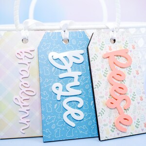 Étiquette de panier de Pâques, étiquette de panier de Pâques personnalisée, étiquette de panier personnalisé, étiquette d'oeuf de Pâques en bois, étiquette en bois acrylique