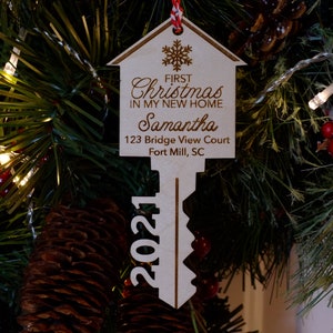 Our First Home Ornament Christmas Key Ornament Our First Christmas in Our New Home Ornament House Ornament Wooden House Ornament image 6