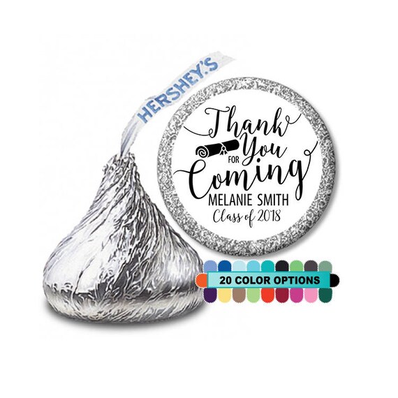 Thank You For Coming - Personalized Round Graduation Party Hershey Kiss Sticker Labels - Graduation Candy Sticker - 108 Hershey Labels Il_570xn