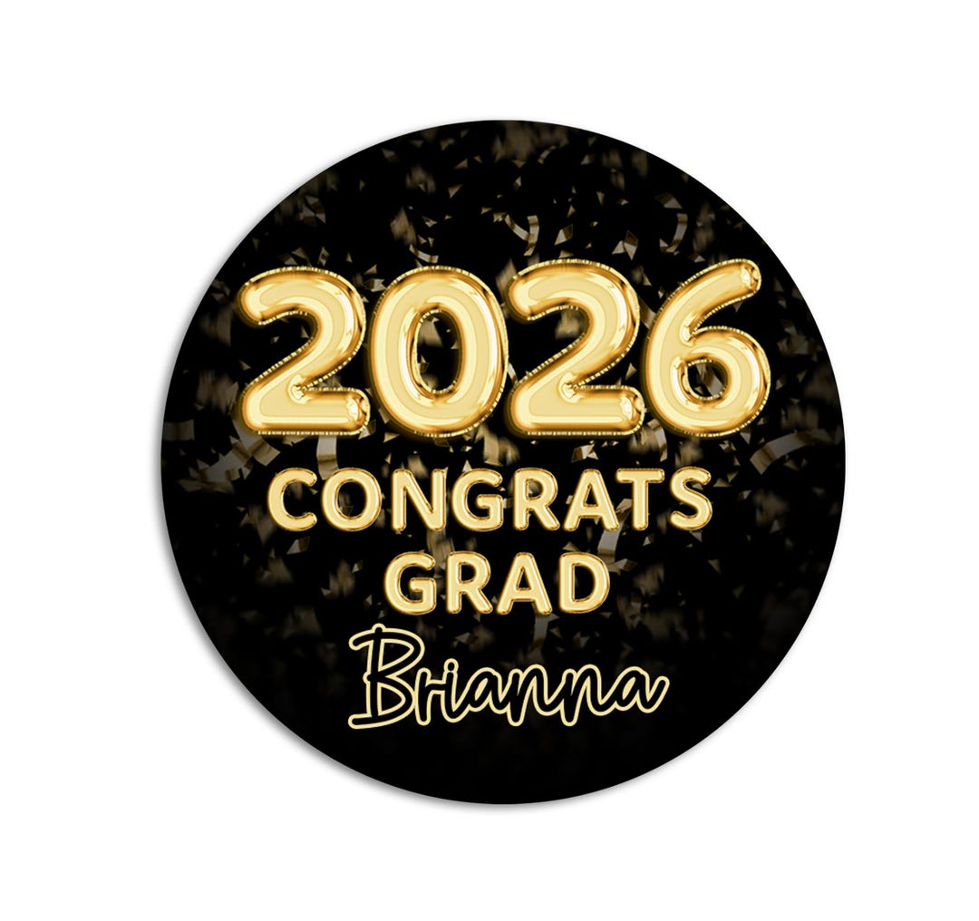 Class of 2026 Graduation Party Stickers, Personalized Round Grad Party ...