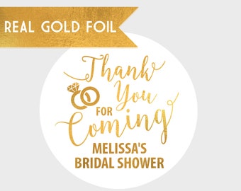 Thank You For Coming Gold Foil Bridal Shower Stickers - Bridal Shower Stickers - Gold Bridal Shower Stickers - Gold Wedding Shower Labels