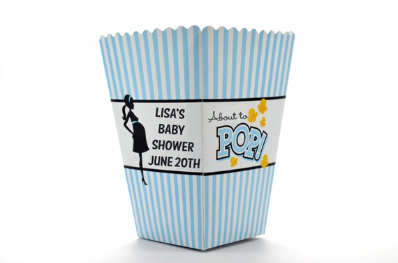 Baby Blue About To Pop® - Personalized Baby Shower Popcorn Boxes (Set of 10) Il_570xn