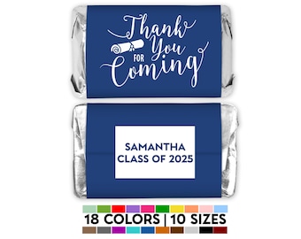 Thank you for Coming Graduation Mini Chocolate Bar Stickers, Class of 2026 Personalized Graduation Candy Stickers, Congrats Grad Party Decor