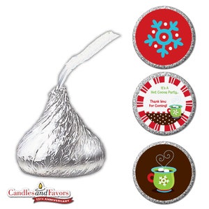 Christmas Hot Cocoa Trio Personalized Christmas Personalized Hershey Kiss Stickers Party Chocolate Favor Labels 108 stickers image 1