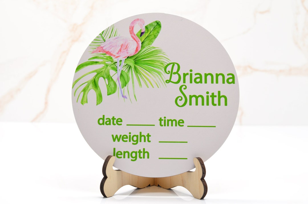 Flamingo Birth Announcement Sign for Hospital, Personalized Baby Sign