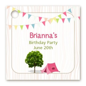 Camping Glam Style Birthday Party Custom Favor Tags Set of 20 Personalized Printed Party Favor Gift Tags image 1