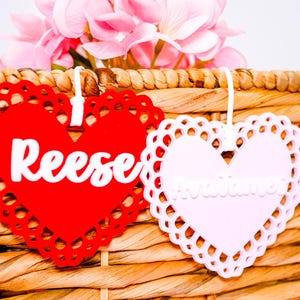 Mini étiquette coeur en dentelle festonnée, étiquette cadeau Saint-Valentin pour napperon, étiquettes Saint-Valentin, étiquettes de sac Saint-Valentin, étiquette personnalisée