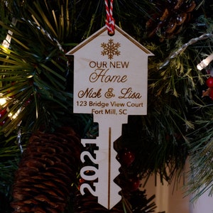 Our First Home Ornament Christmas Key Ornament Our First Christmas in Our New Home Ornament House Ornament Wooden House Ornament image 5