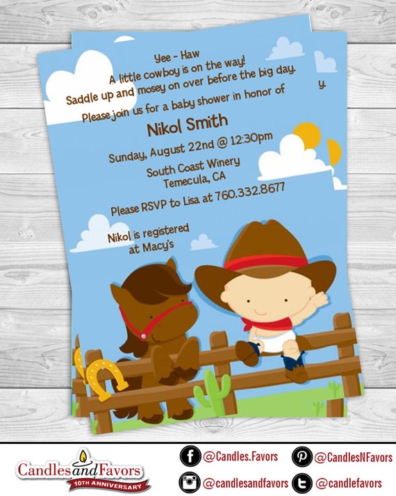 Little Western Cowboy - Baby Shower Invitation - Professionally printed *or* DIY printable PDF Il_570xn