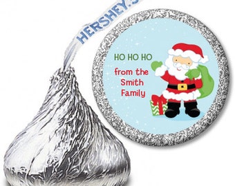 Retro Ornament Personalized Christmas Hershey Kiss Stickers-108 Stickers 