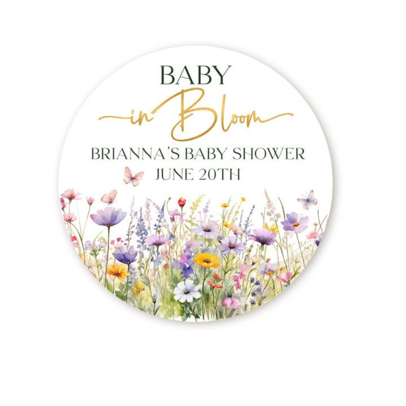 Baby In Bloom Wildflower Baby Shower Favor Stickers