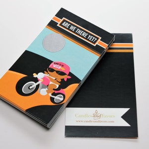 Moto bébé fille - Jeu à gratter pour baby shower - Lot de 20 cartes