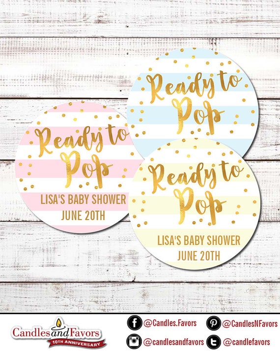 Ready To Pop® Round Personalized Baby Shower Sticker LabelsScript Labels