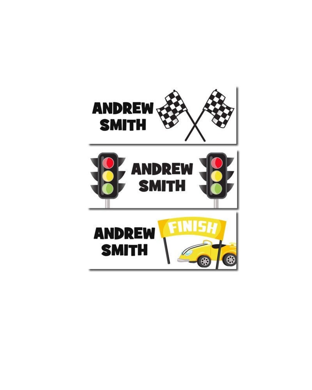 Race Car Driving Name Labels, Name Tag Stickers, Waterproof Labels for ...