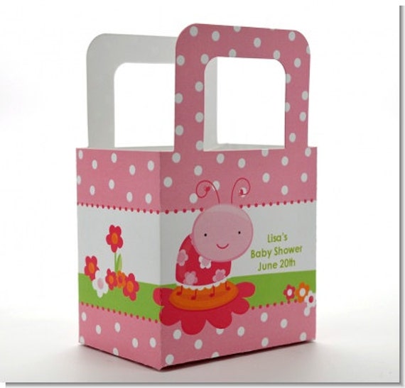 Baby Shower Favor Boxes Modern Ladybug Pink Personalized Custom Baby Shower Favor Boxes Modern Ladybug Pink Personalized Custom