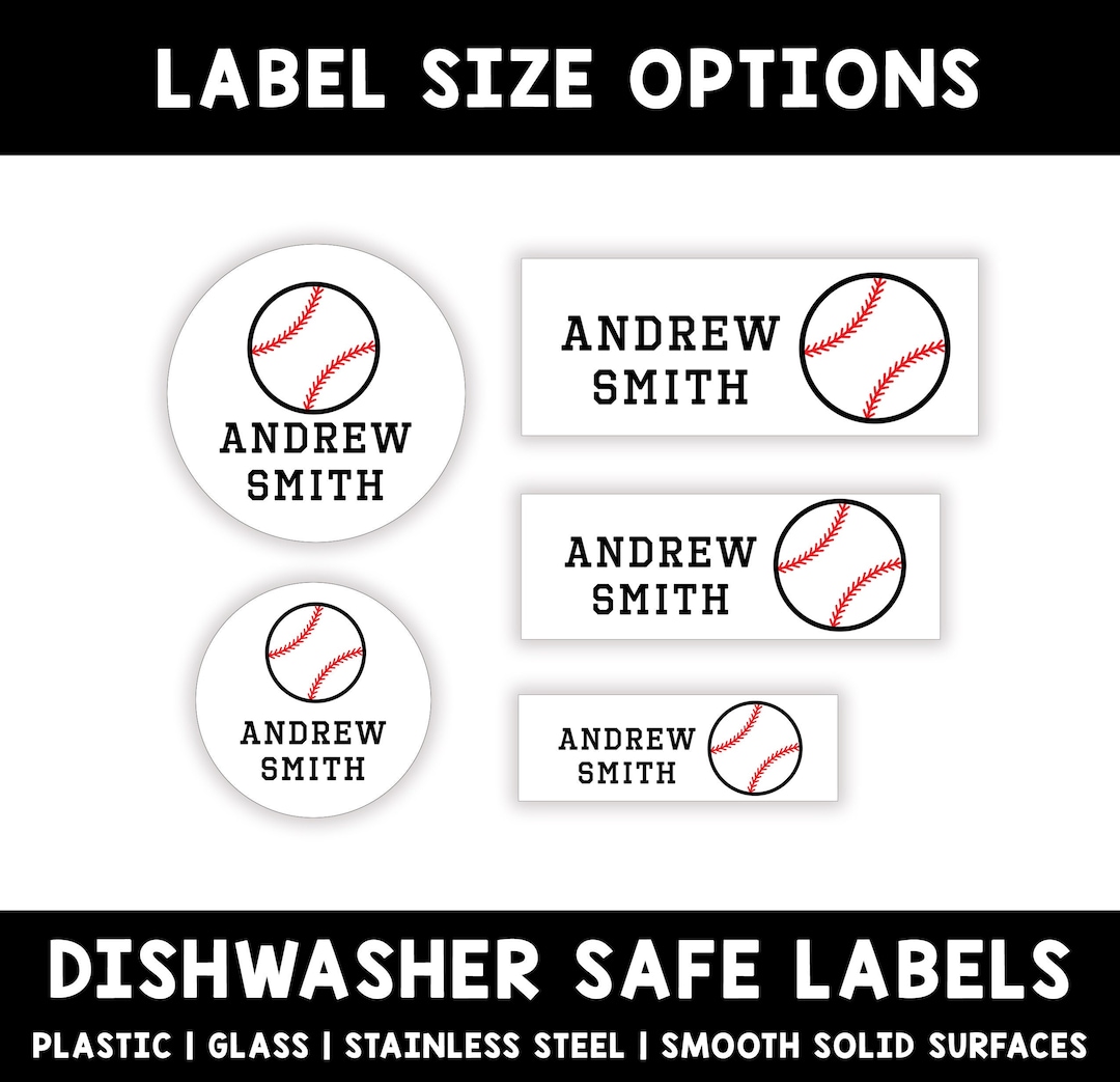 Baseball Name Labels Personalized Waterproof Vinyl Stickers for Boy
