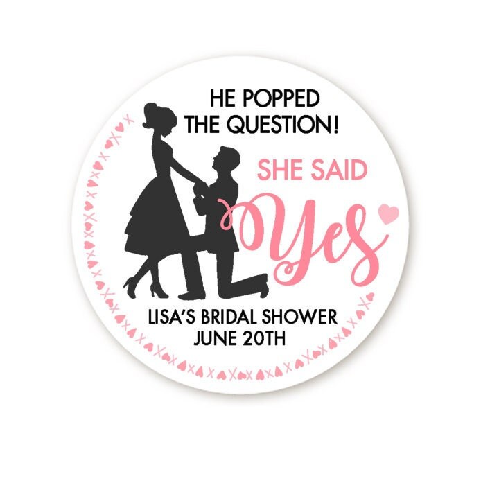 He Popped The Question Bridal Shower Stickers, Thank You Stickers, Wedding Favor Sticker Labels, Personalized Party Favors