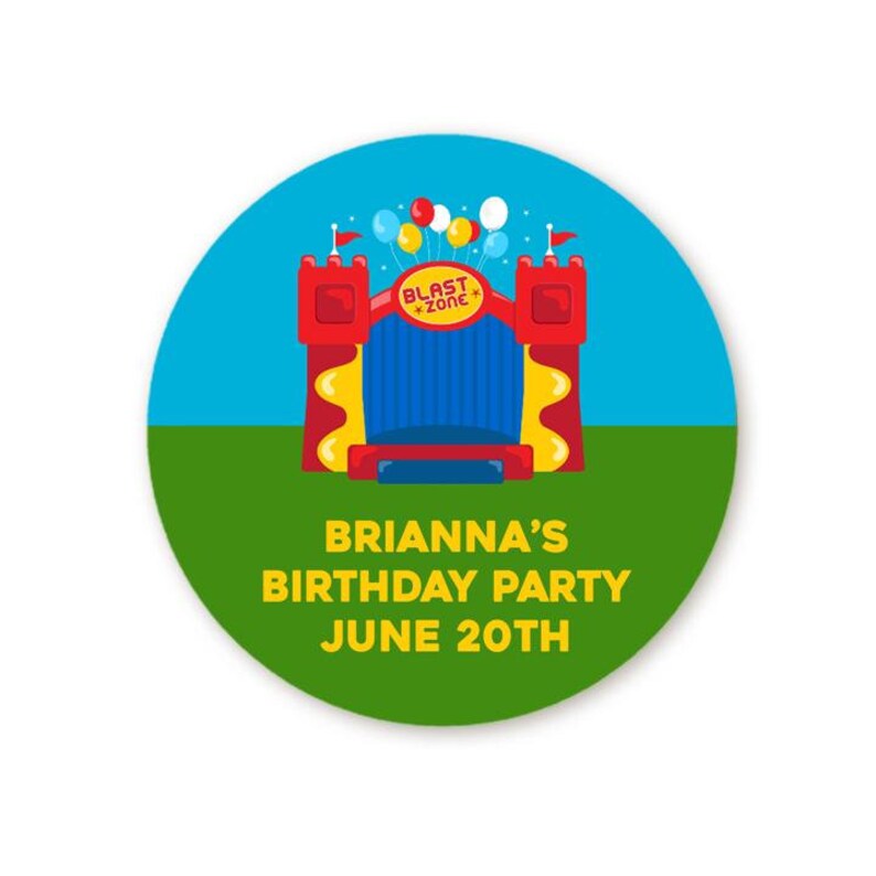 Bounce Sticker Bounce House Birthday Party Favor Stickers, Happy Birthday Labels ...