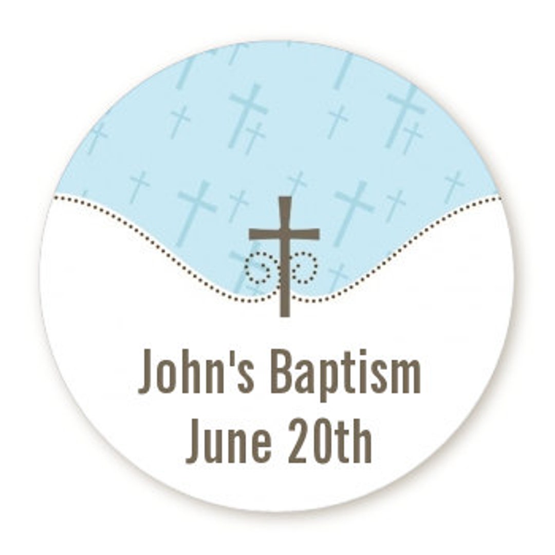 Adhesivos personalizados de bautismo, pegatinas personalizadas Mi Bautizo,  etiquetas de Mi Bautizo, favores redondos de bautismo Cruz Primera Comunión