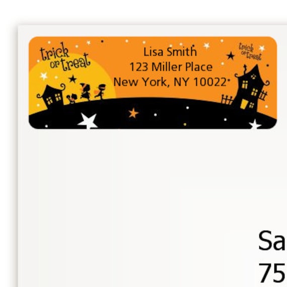 halloween return address labels personalized trick or treat etsy