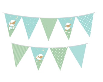 Sheep - Baby Shower Themed Pennant Set - Baby Shower Decoration - Sheep Baby Shower Decor - 9 Pennants Baby Shower - INSTANT DOWNLOAD